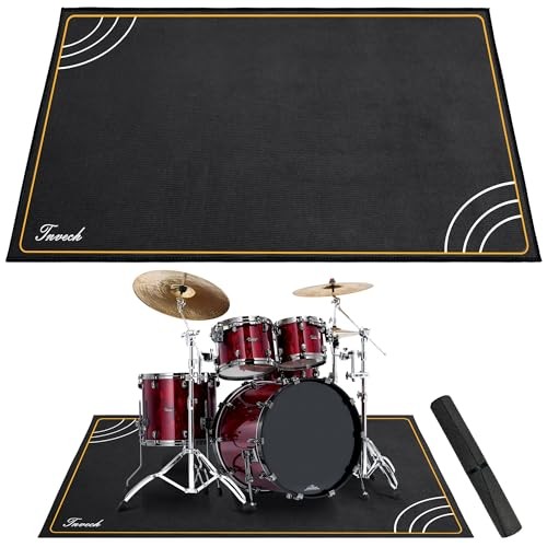 4 x 5.3 Ft Drum Rug, Non-Slip Grip Bottom, 4" x 5" (Rectangular) Design Black