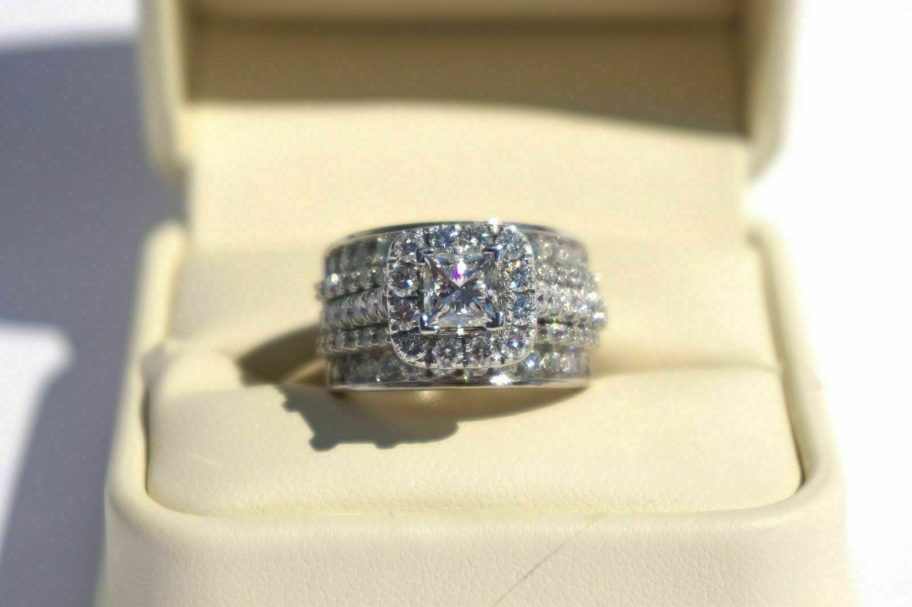 Princess Cut 1.50 Ct Lab-Created Diamond Engagement Ring 925 Sterling Silver