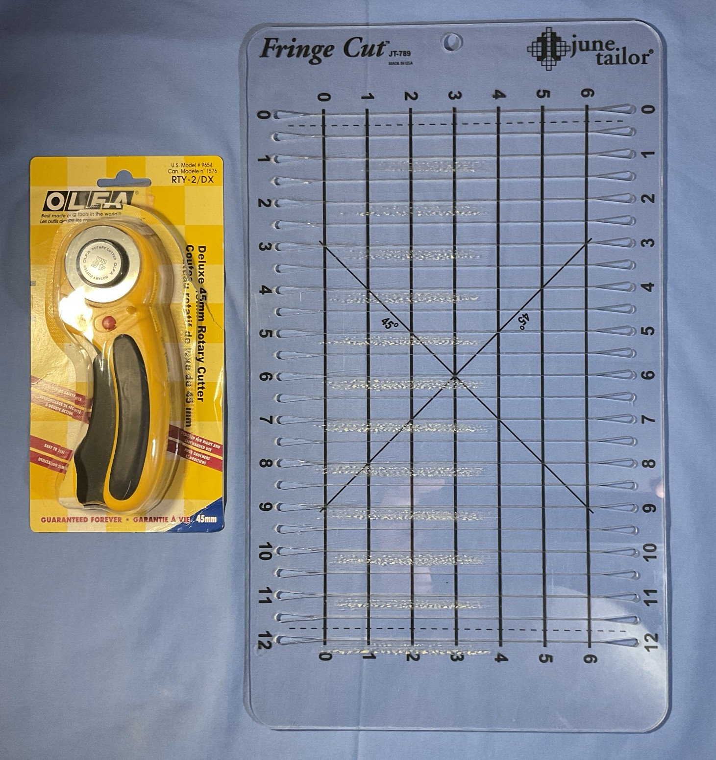 Fringe Cut Quilting Template By June Tailor & OLFA 45mm Rotary Cutter RTY-2/DX