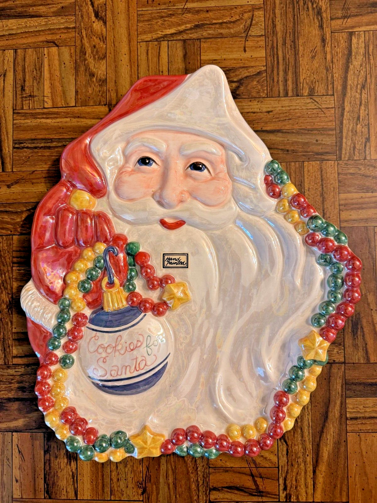 Department 56 Vintage Ceramic Santa Face Cookie Plate Collectible #46204 12" Box