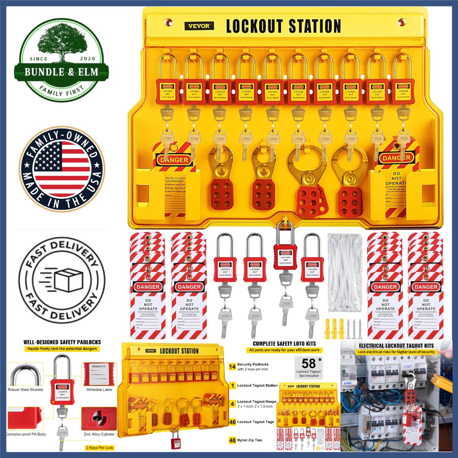 58 PCS Lockout Safety Devices for Industrial Electrical Work and Maintenance
