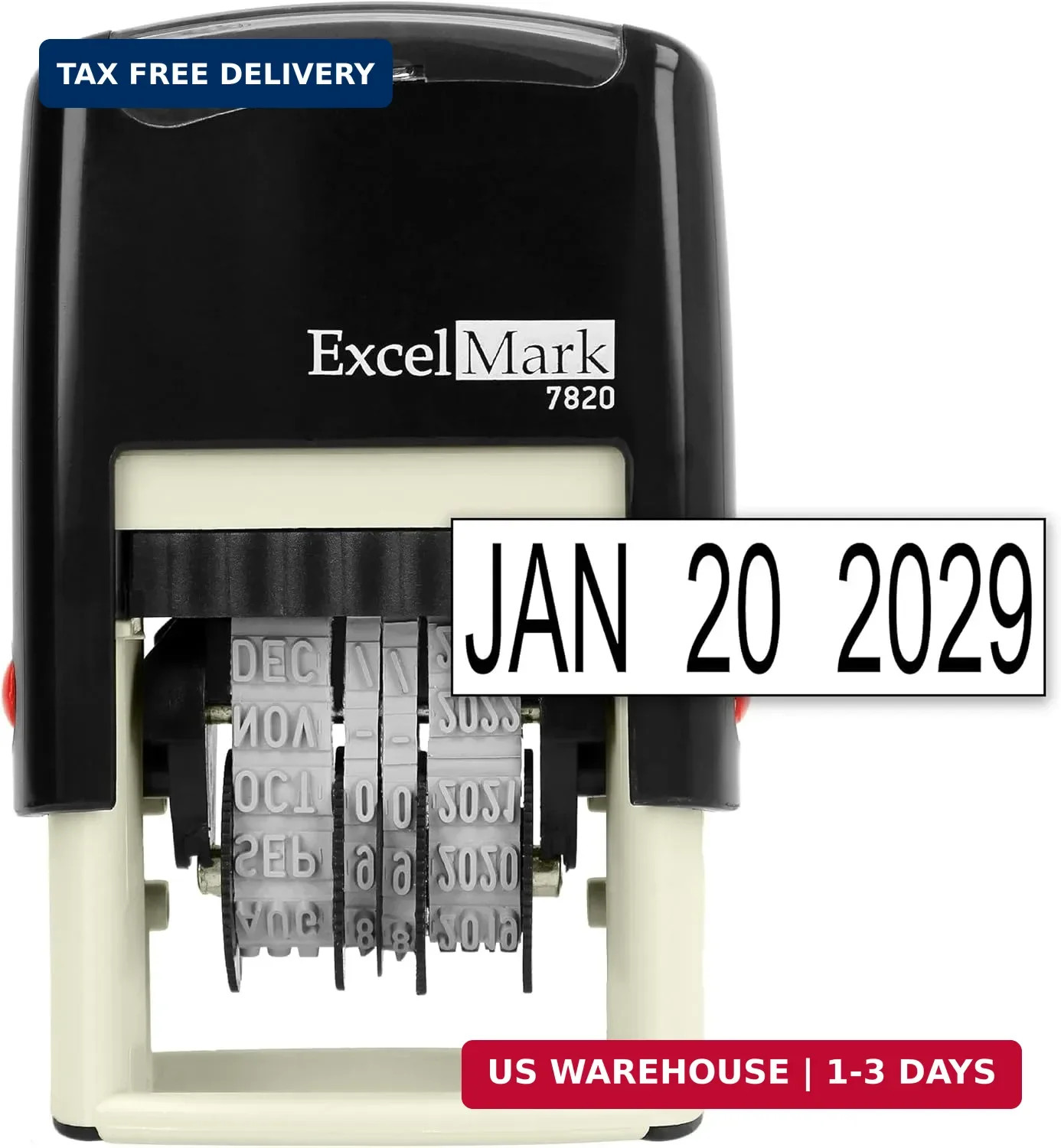 ExcelMark 7820 Self-Inking Rubber Date Stamp - Great for Shipping, Receiving, Ex