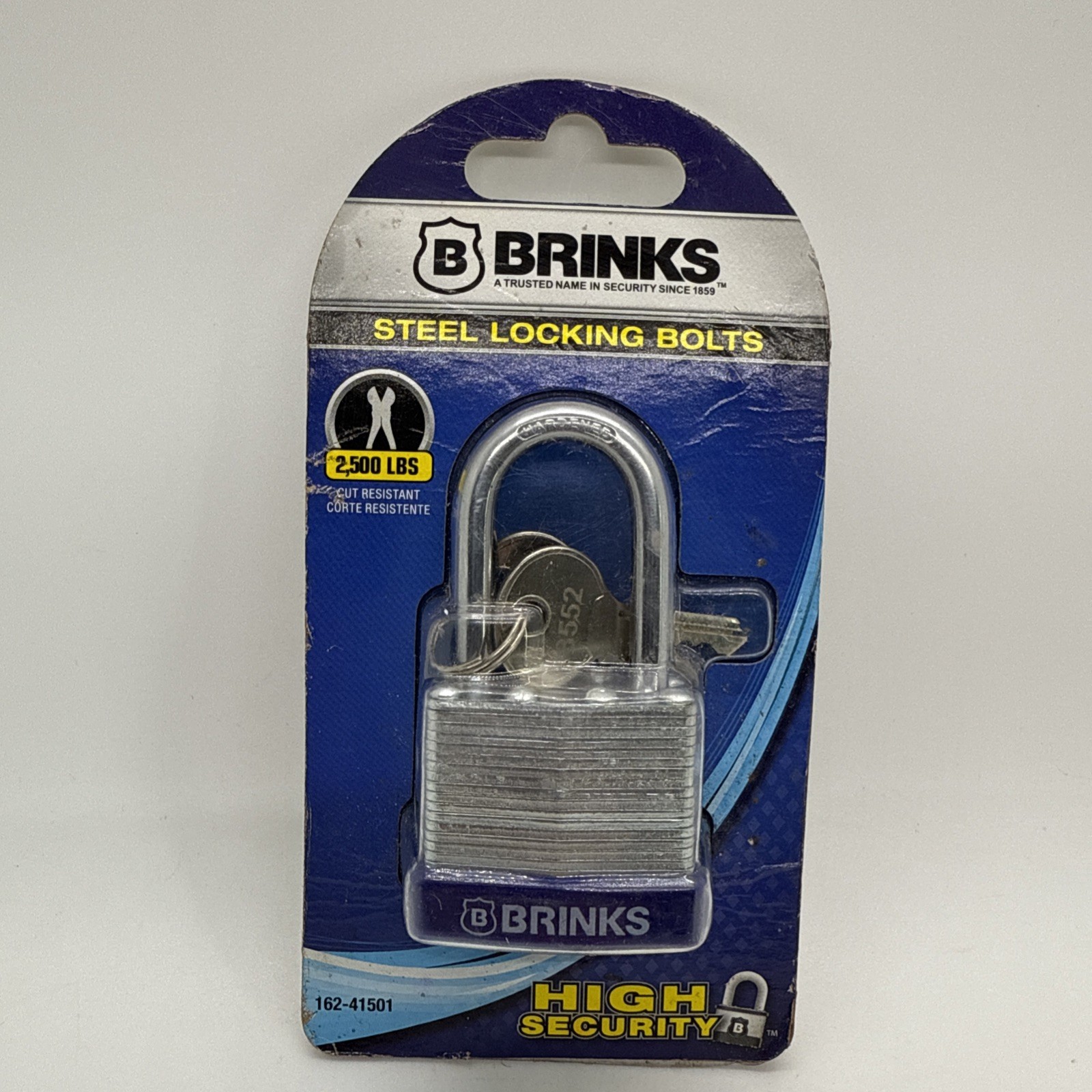 BRINKS 162-41501 Steel Padlock, 2500 Lb Cut Resistance