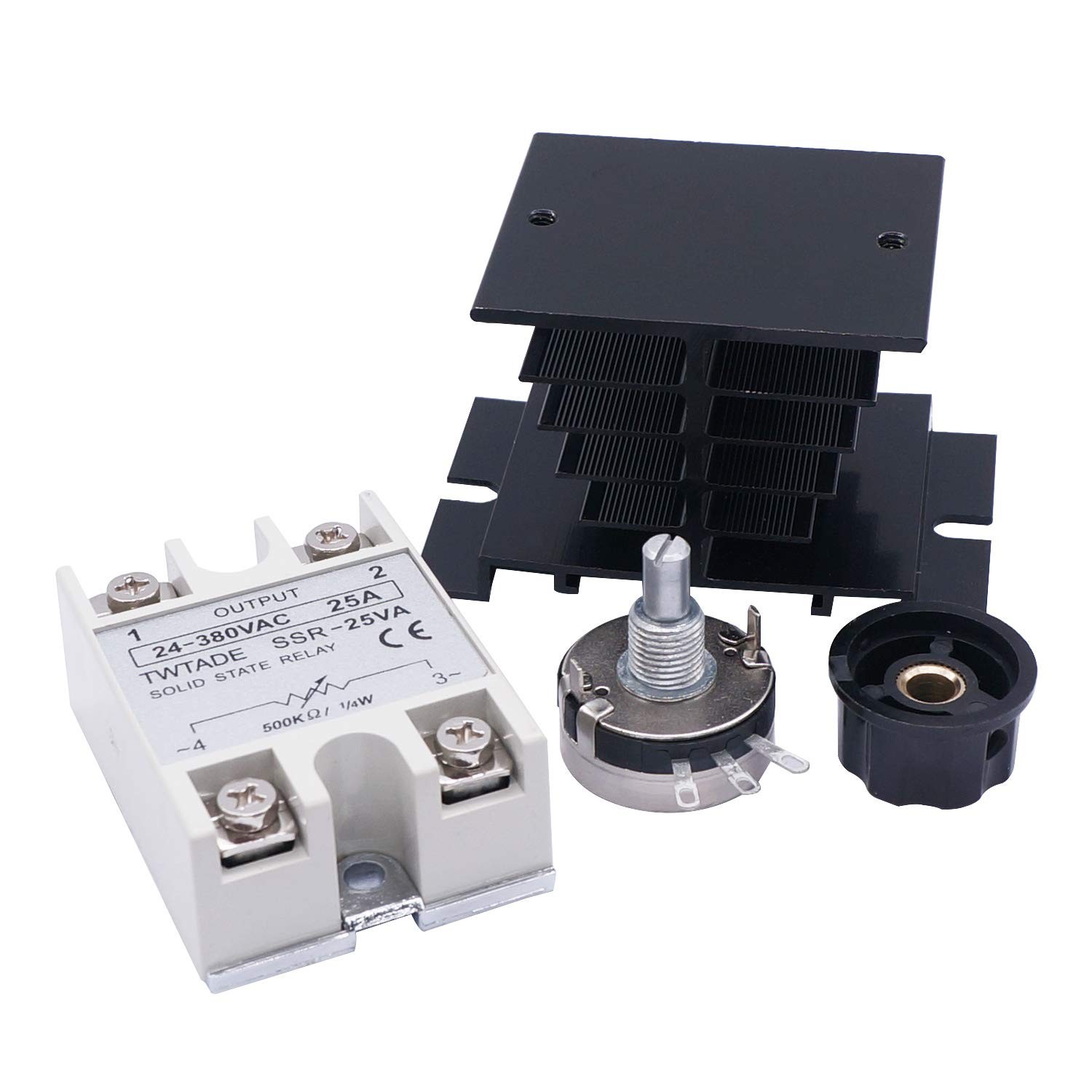 TWTADE SSR-40VA 500K ohm 1/4W to 24-380VAC 40A Single Phase Solid State Relay...