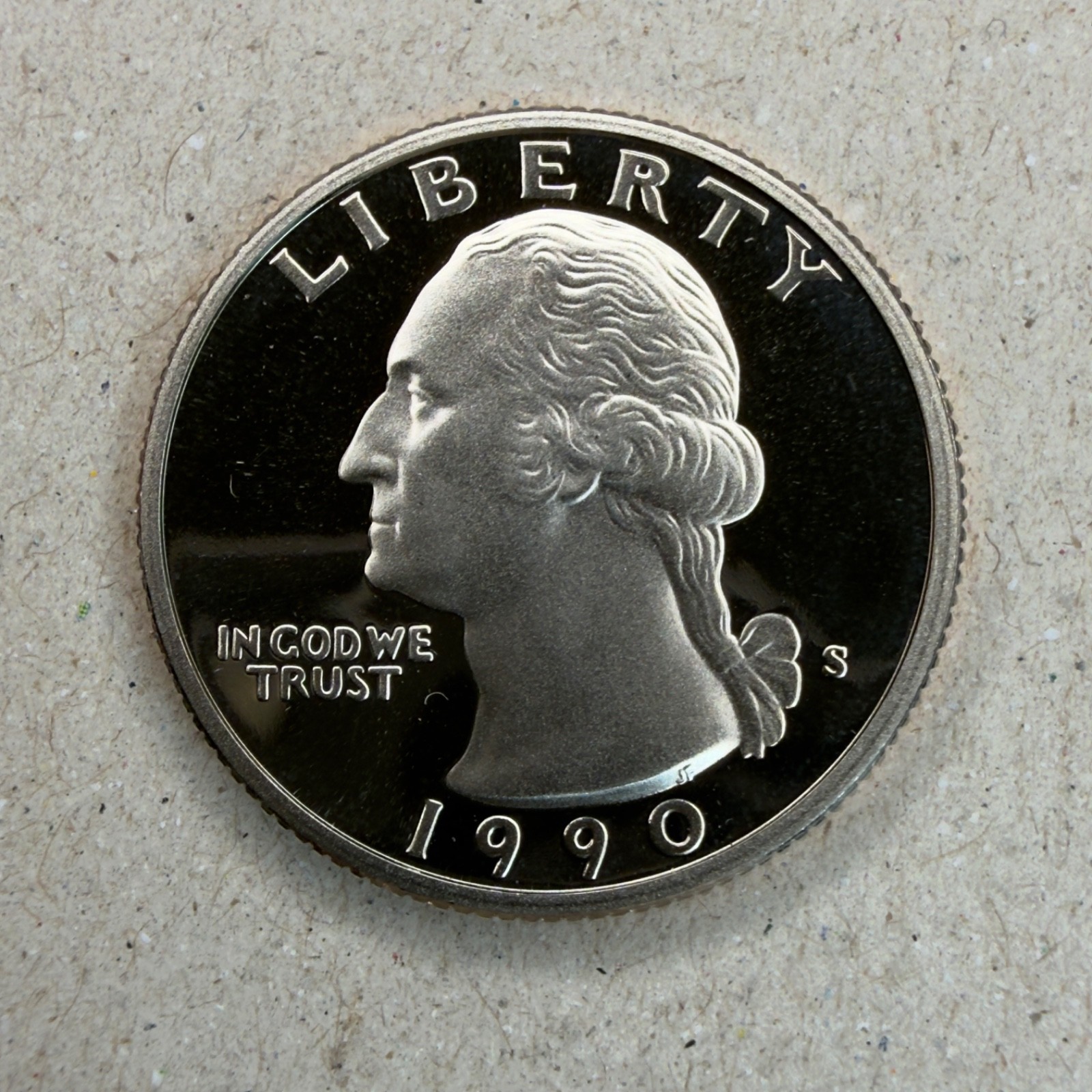 1990-S PROOF 25C Washington Quarter Great CAMEO No Flaws
