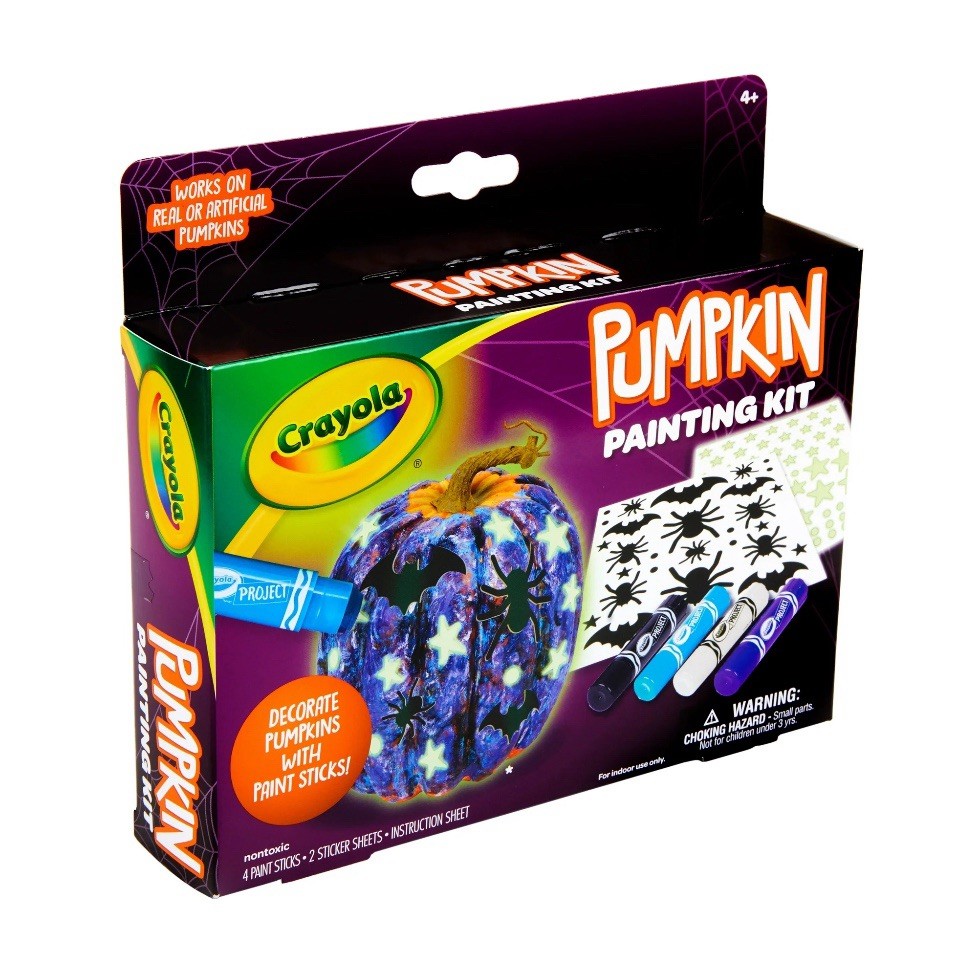 Crayola Pumpkin Painting Kit with Paint Sticks and Stickers No Carve Kids Craft