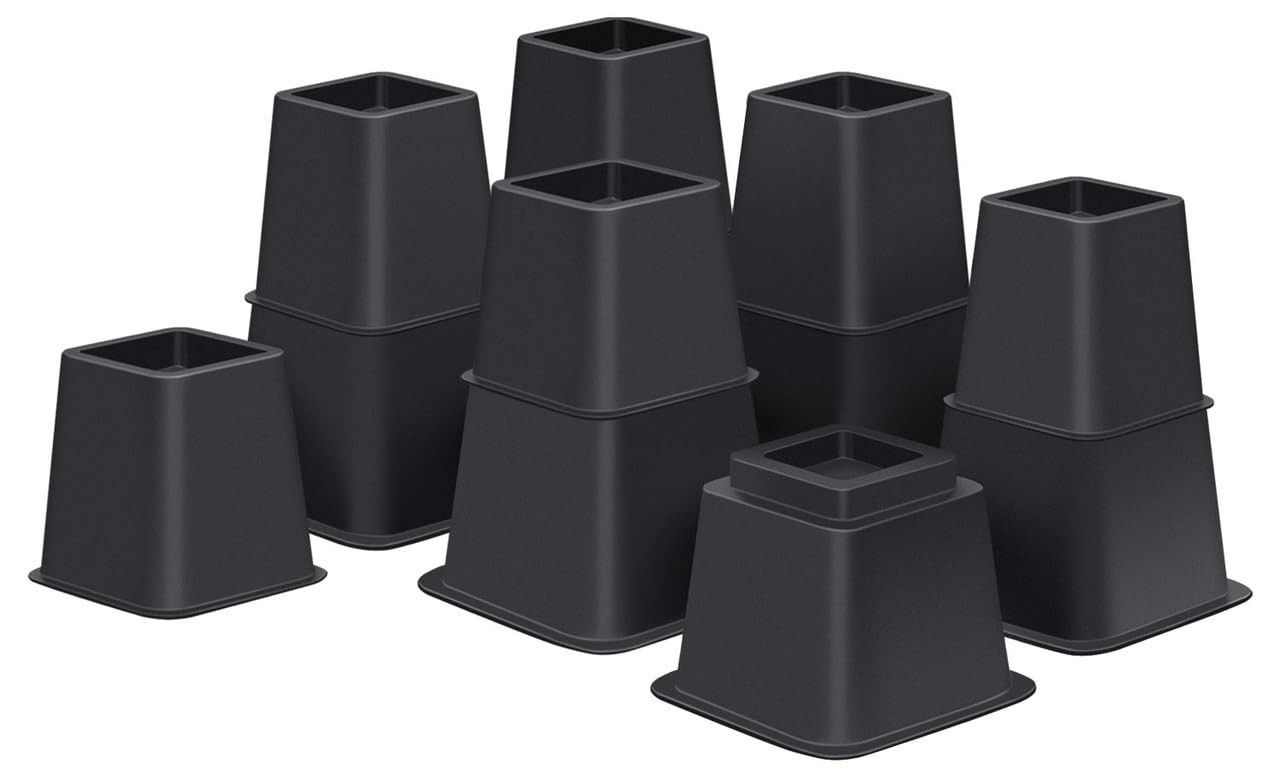 Bed Risers 8 inch Heavy Duty,Elevation in Heights 3, 5, 8 Inch，Adjustable Fur...