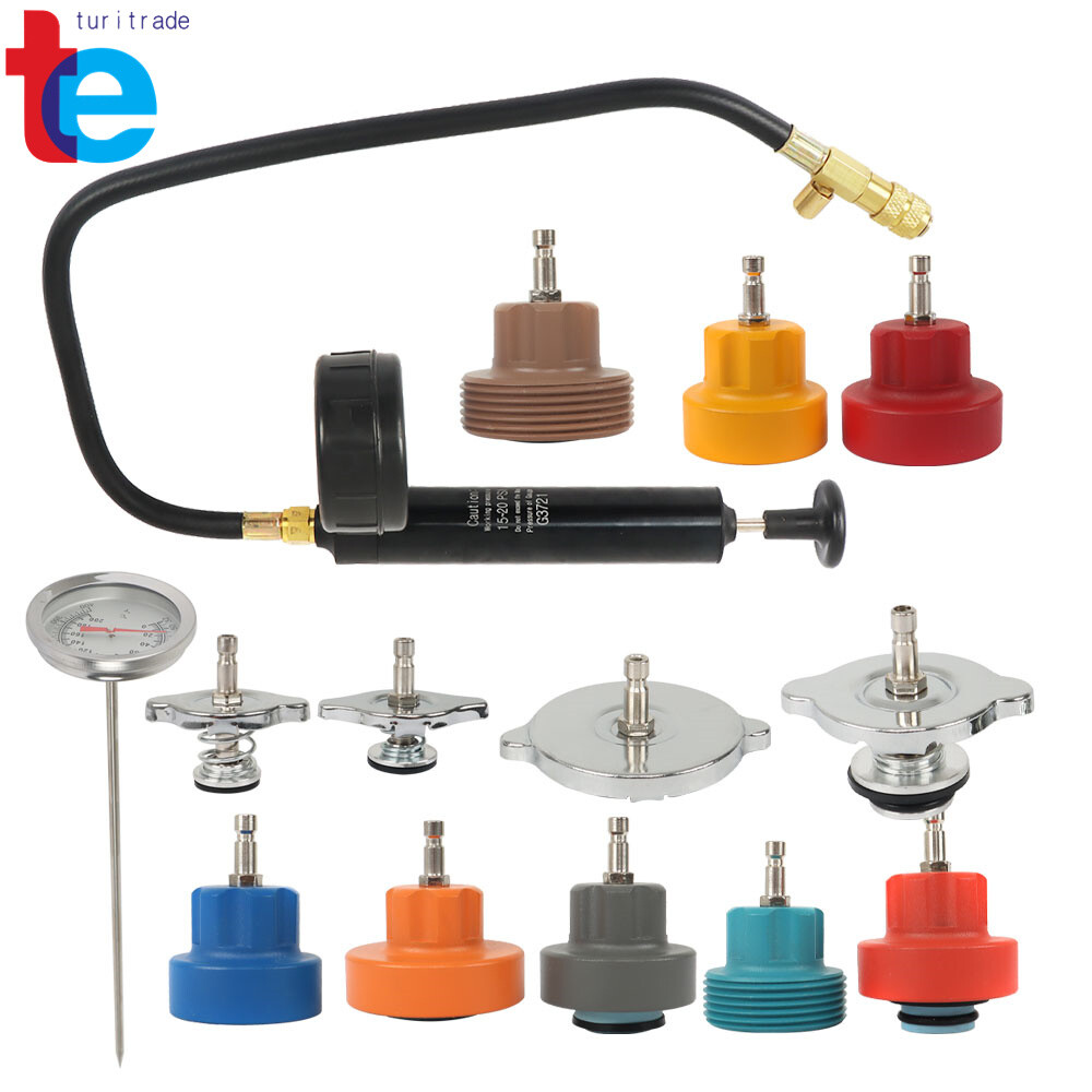 14Pcs Coolant Radiator Pressure Tester & Cooling System Detector Kit Universal