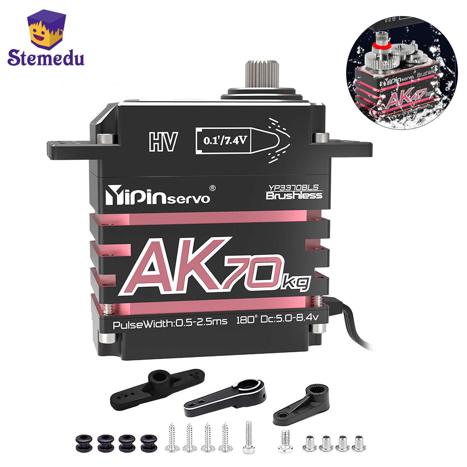 70KG AK70 High Torque Digital Servo 7.4V Brushless Motor IP68 Waterproof for Car