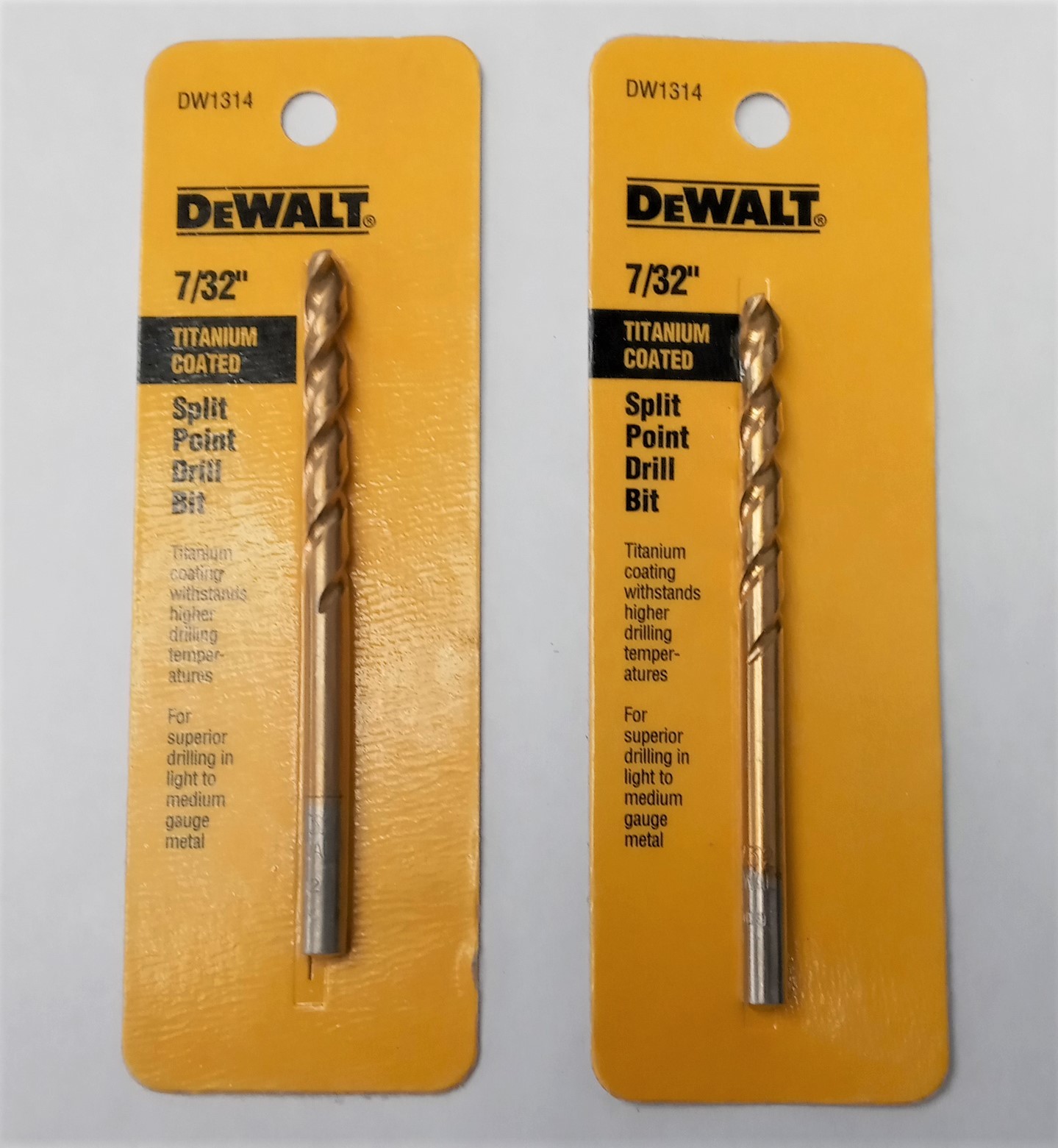 DeWalt DW1314 7/32" Titanium Coated Split Point Drill Bit USA 2PKS