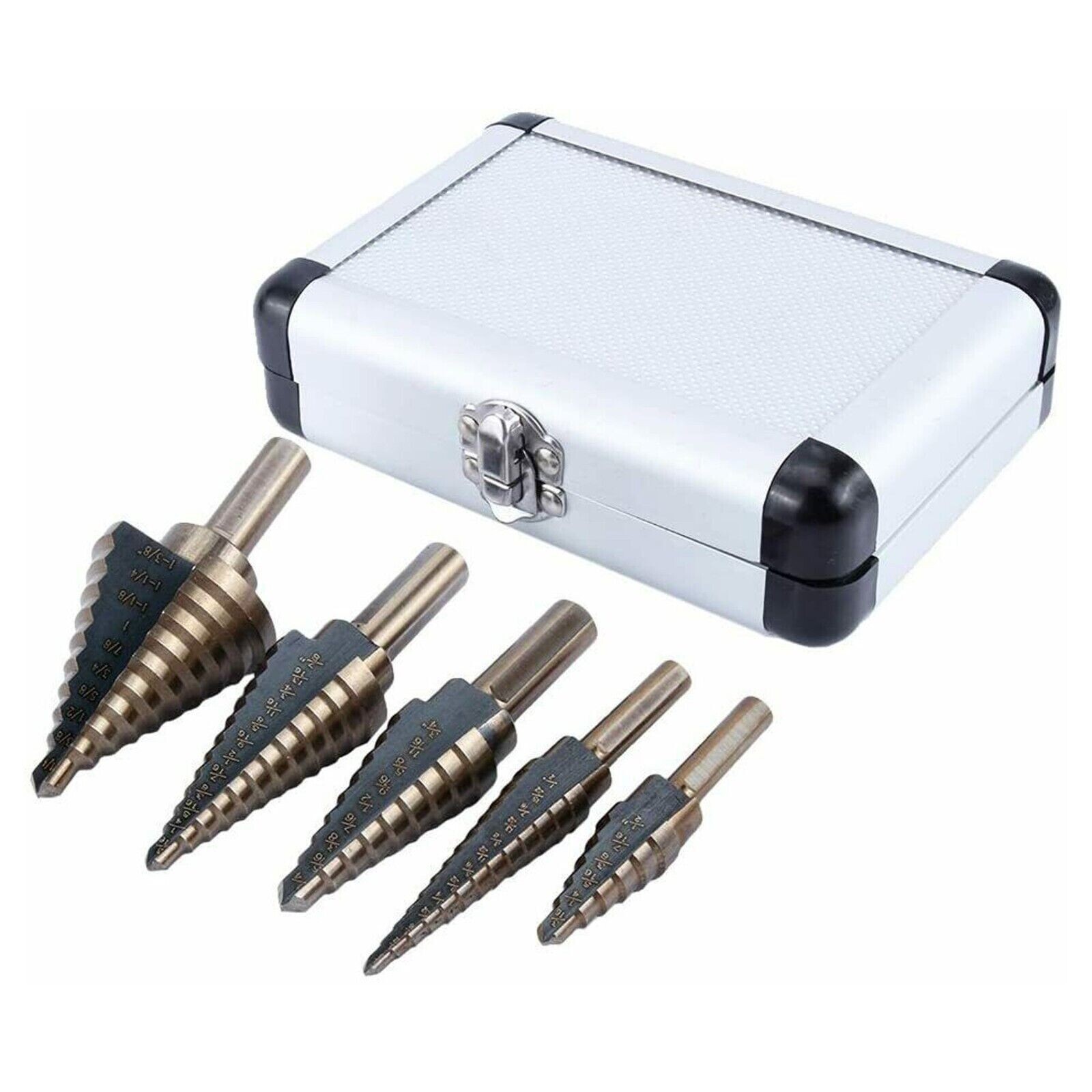 HSS 6PCS Titanium Step Drill Bit Set W Automatic Center Punch High Speed Steels
