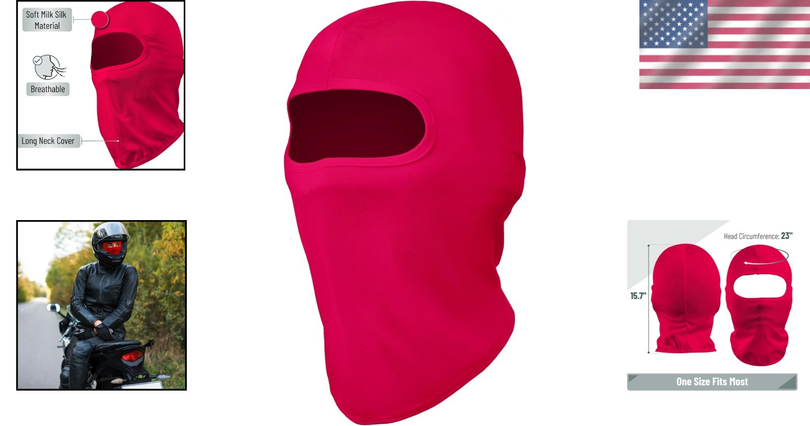 Comfortable Red Balaclava Face Mask - UV & Wind Protection for Active Lifestyles