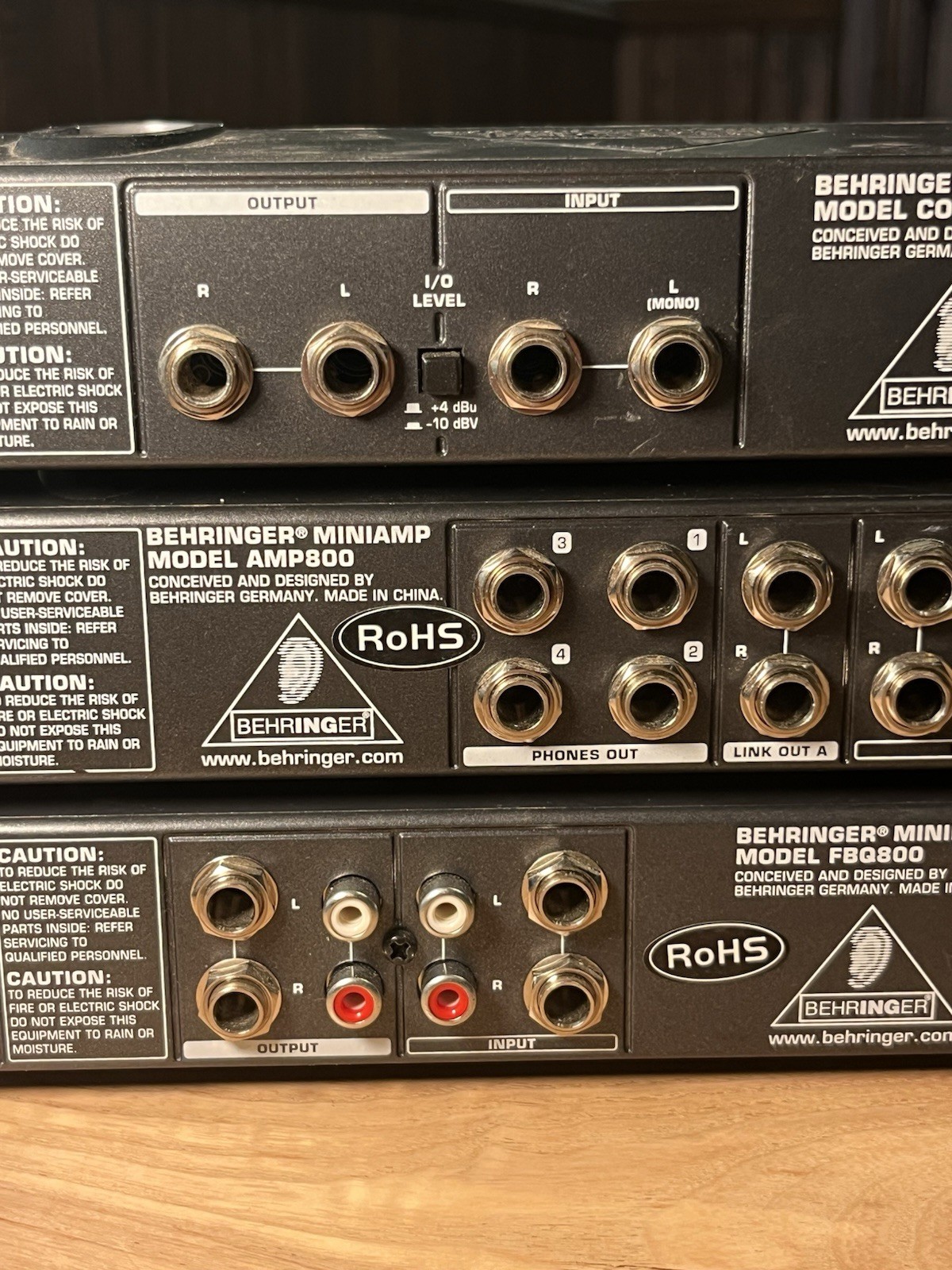 Behringer Mini FBQ800 / Mini AMP800 / Mini COM800 Lot Of 3