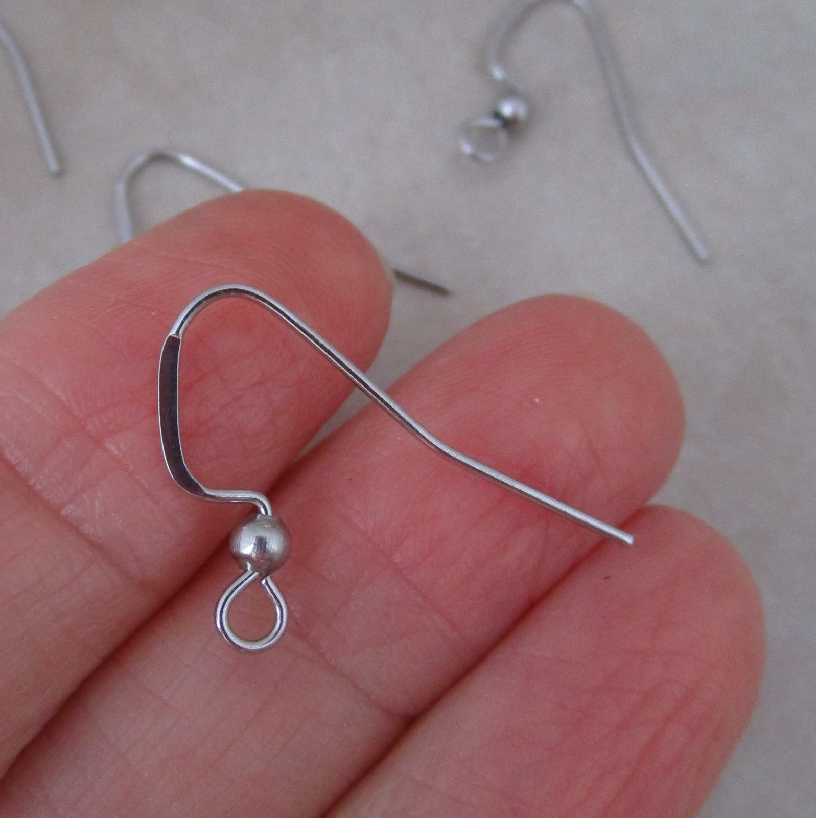 24 stainless steel angular flat earring hooks 304 hypoallergenic 22 gauge