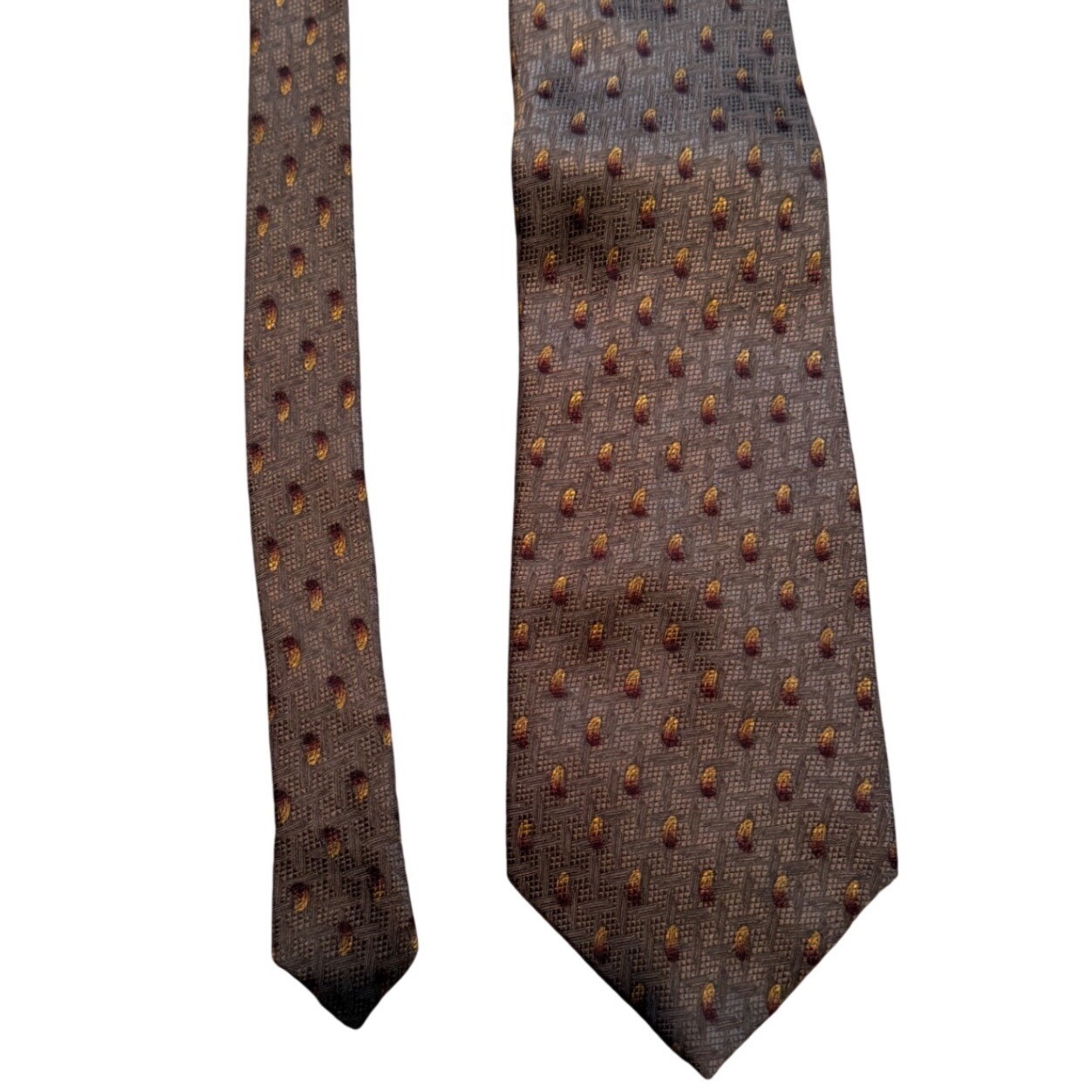 J. Garcia Northern Lights Collection Fifteen Silk Tie Brown Geometric Pattern