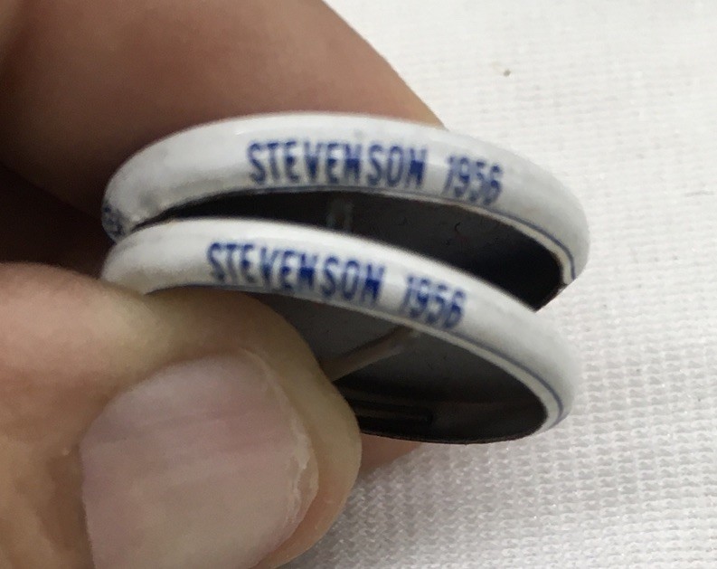 Political Pinback Button, “Stevenson, Sparkman, Kefauver”, 2 Pinbacks,Circa 1972