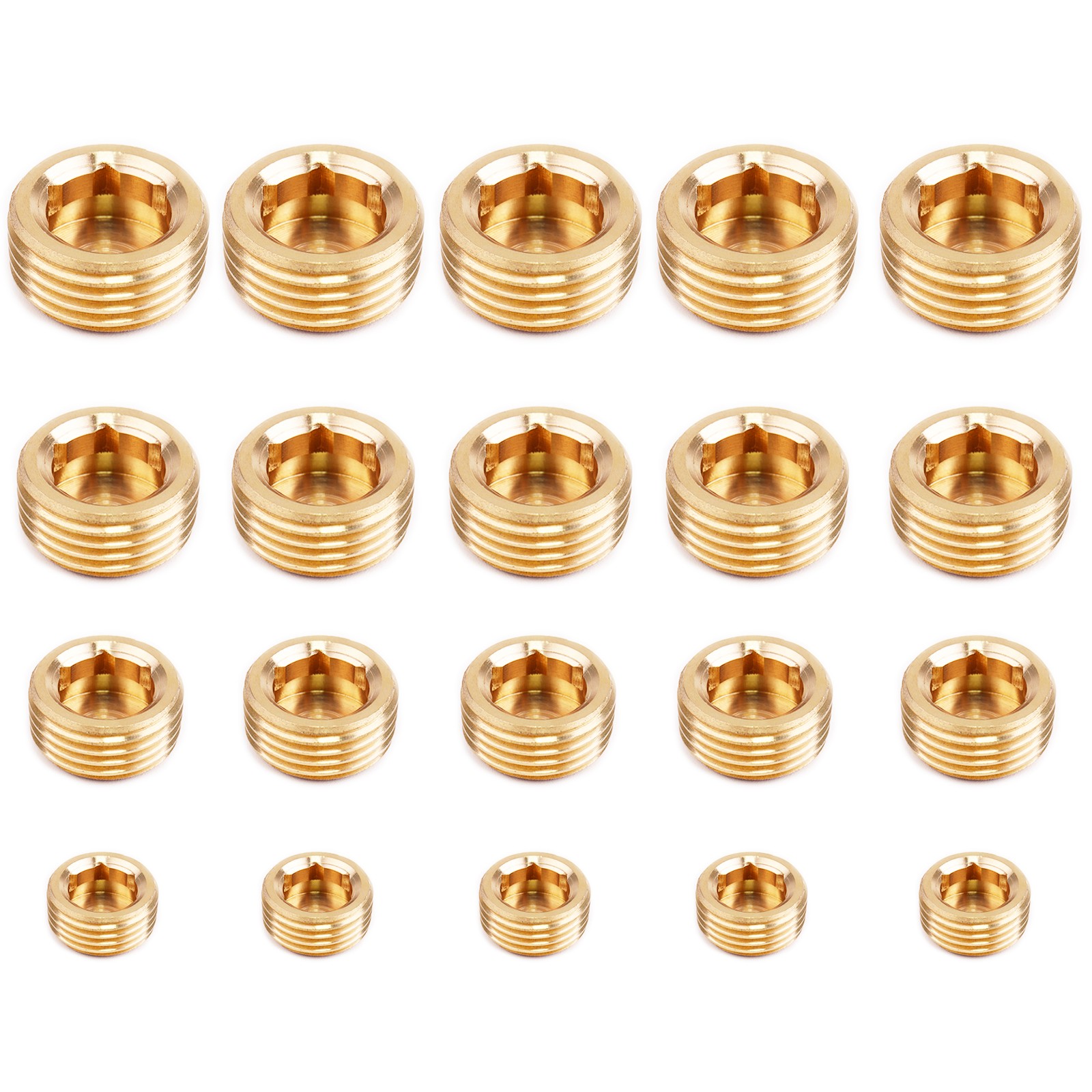 20pcs 1/8" 1/4" 3/8" 1/2" NPT Brass Hex Countersunk Plugs Socket Pipe Fittings