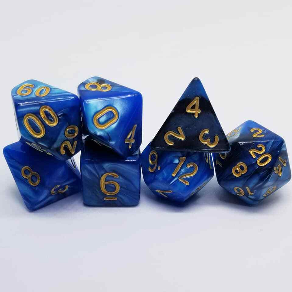 Galactic Blue Dice RPG Set Polyhedral DND Dungeons and Dragons Pathfinder