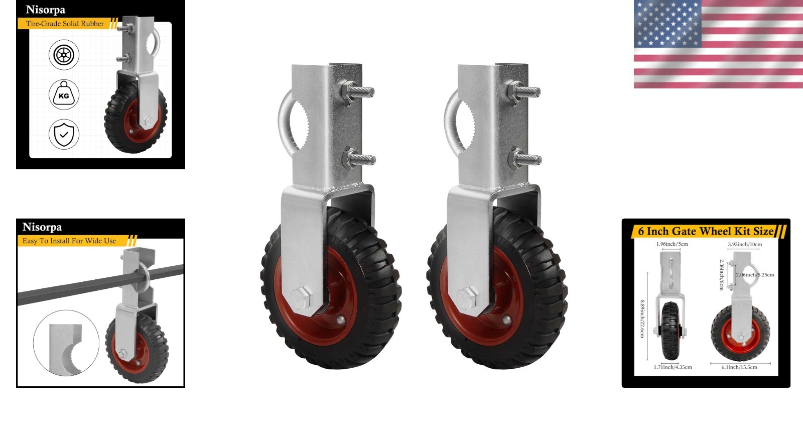 Heavy Duty Farm Gate Wheel 2-Pack