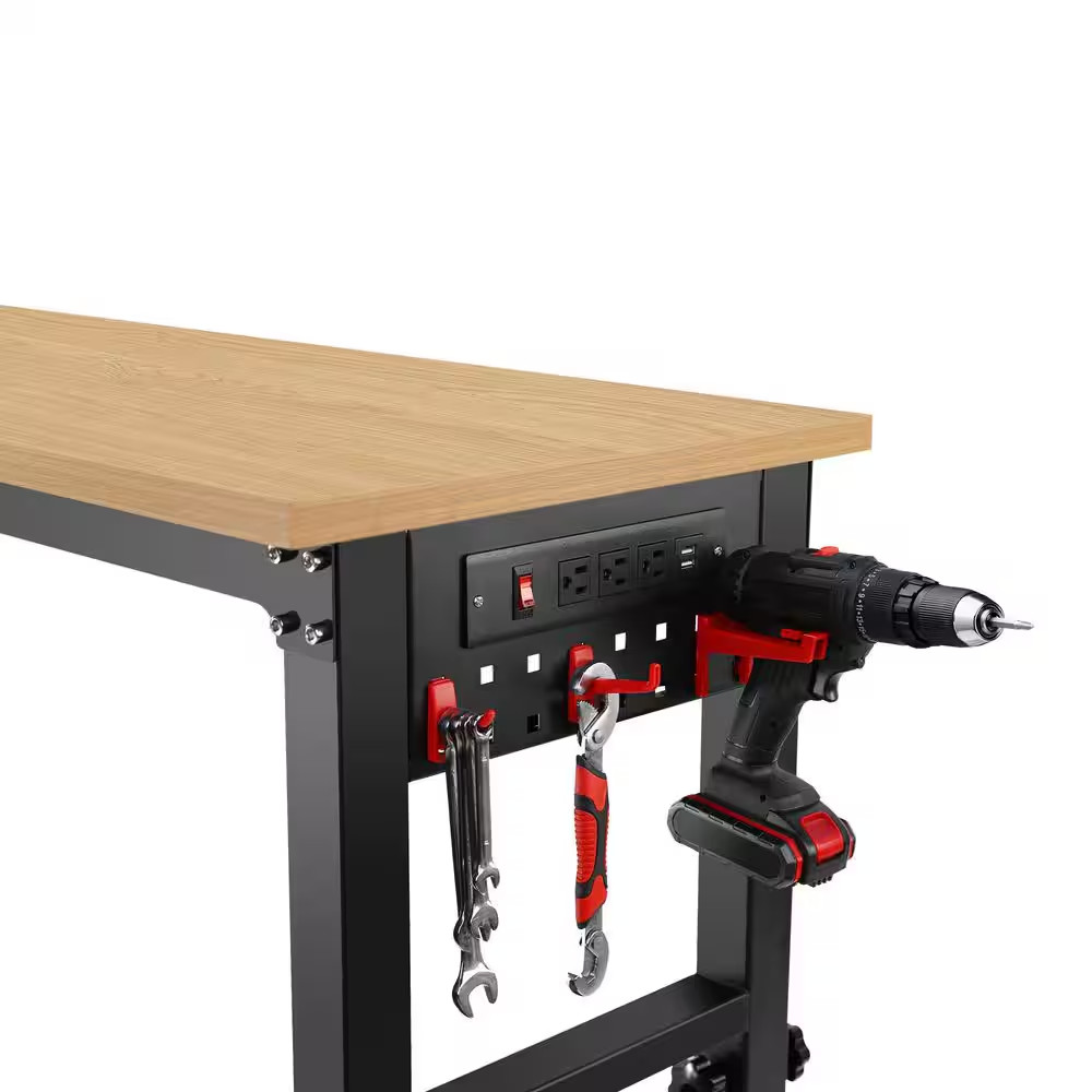 48 In. Adjustable Workbench with Power Outlet Heavy Duty Load Capacity Workbench