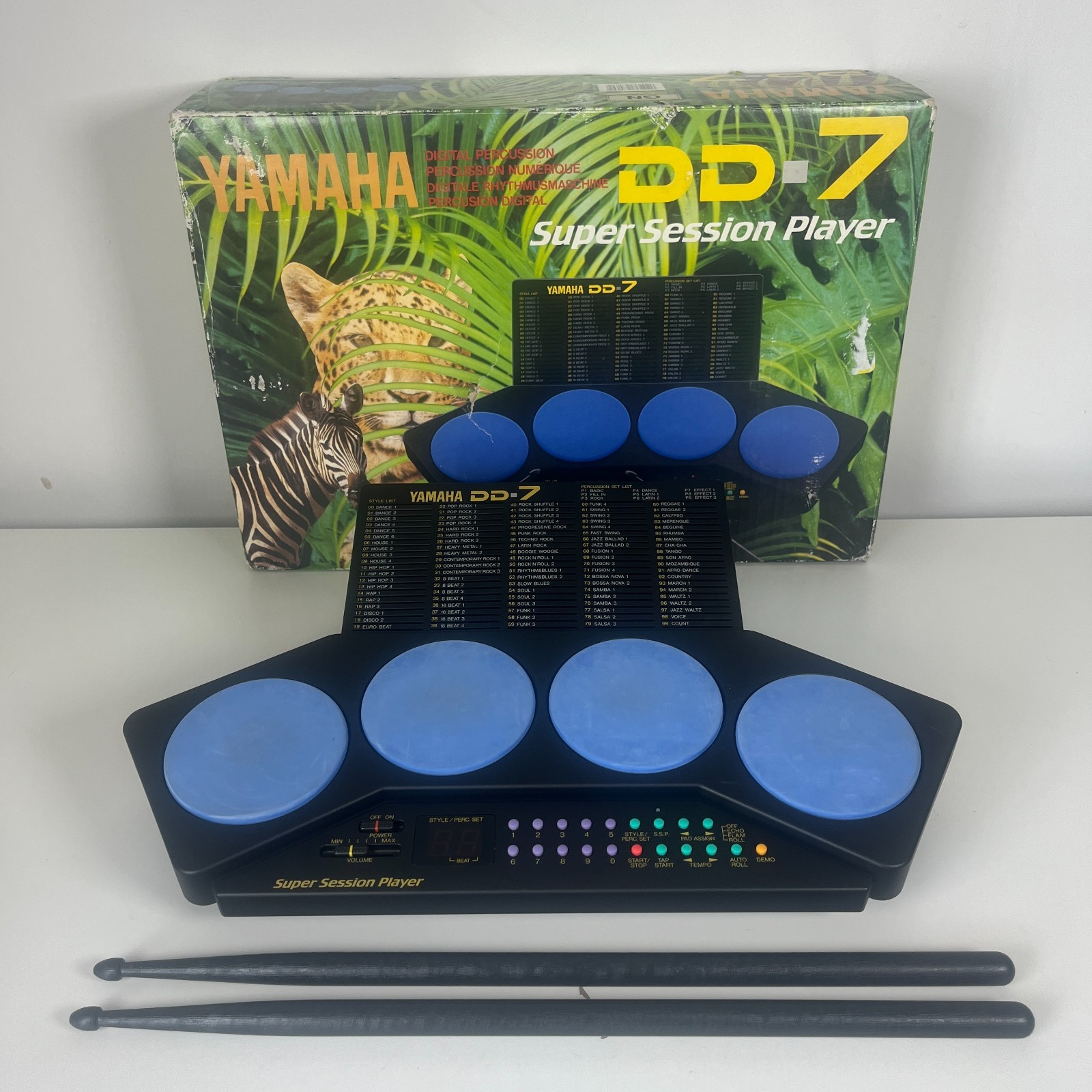 Yamaha DD-7 Super Session Player Digital Percussion Drum Machine, Sticks & Box