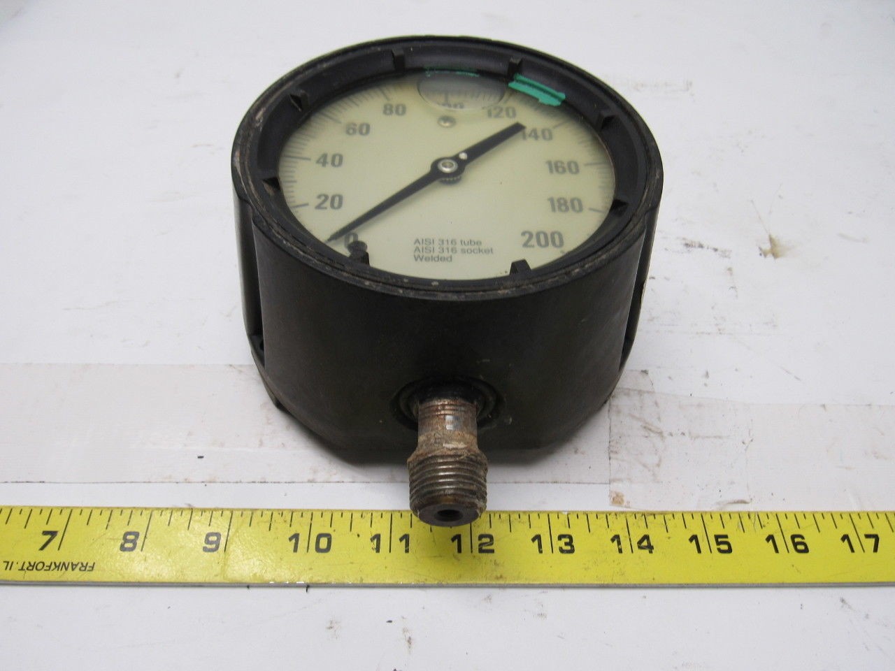 Ashcroft Q-4832 0-200PSI AISI 316  Tube & Socket Welded Oil filled Gauge 4"