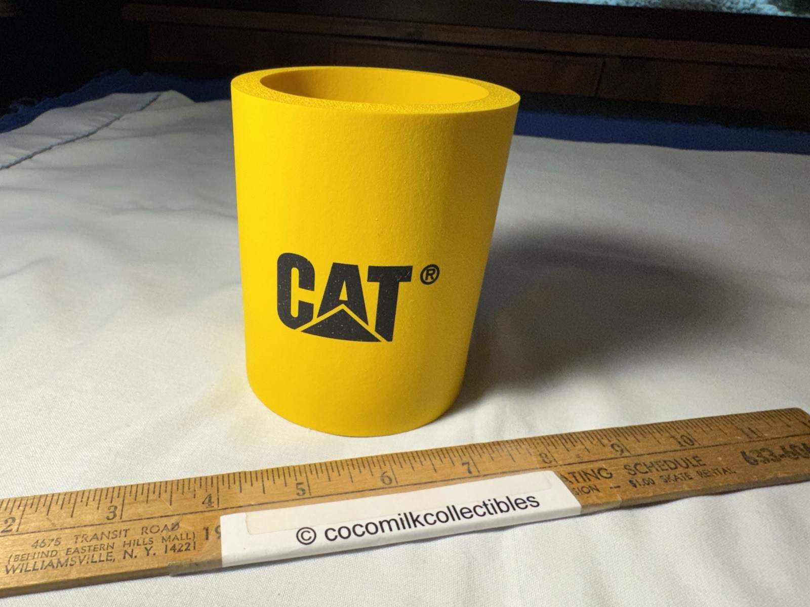 Vintage CAT Advertising Koozie Beer Drink Can Holder Thick Foam Caterpillar Farm