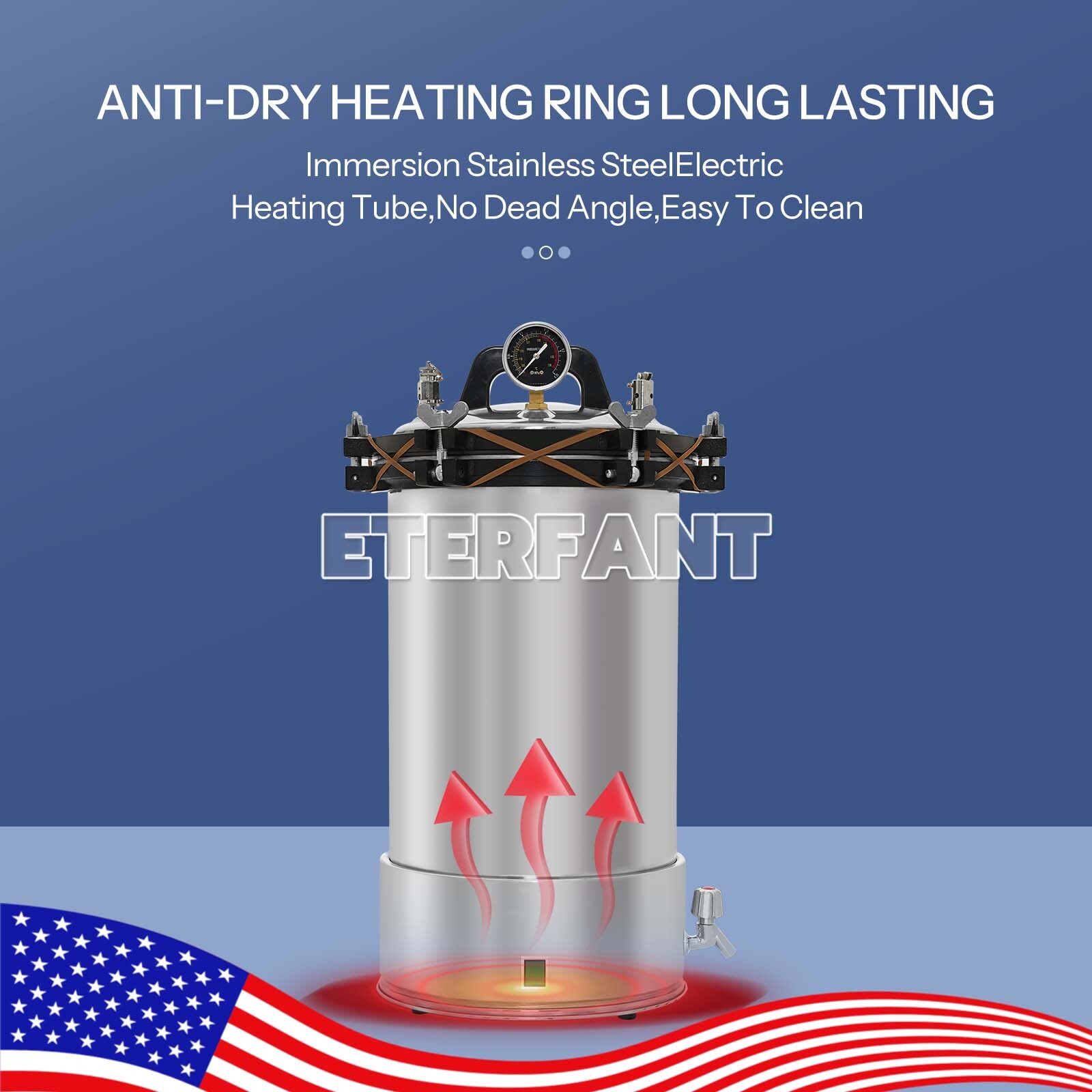 Portable Pressure Stainless Steel Steam Sterilizer Electric Heating 24L YX-24LD