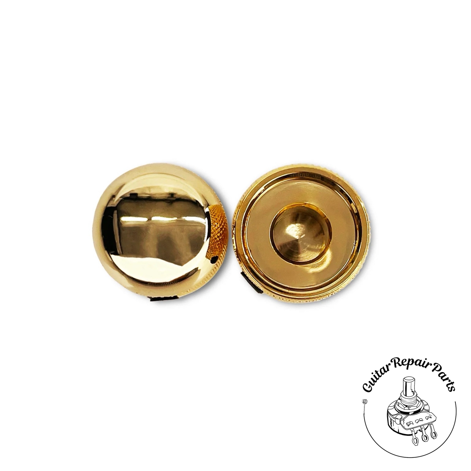 Mini Dome Top Metal Knobs, w. Set Screw (2 pcs) - Gold