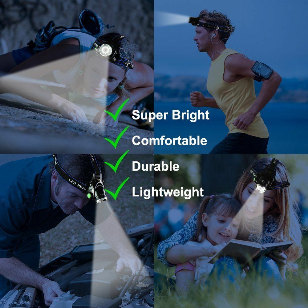 High Power 99000000LM Super Bright Headlamp LED Rechargeable Security Headlight