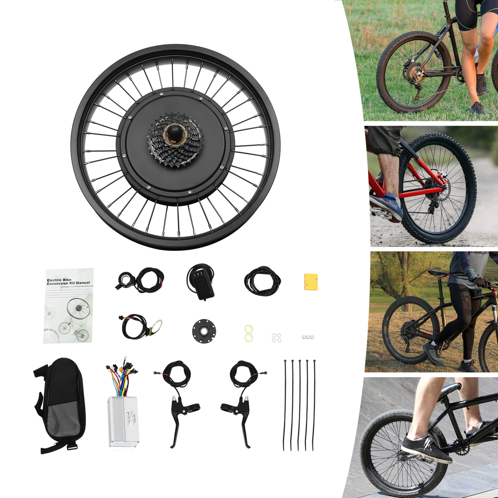 20" 48V Electric Bicycle Front Wheel Hub Motor Ebike Conversion Kit Fat Tire 1kW