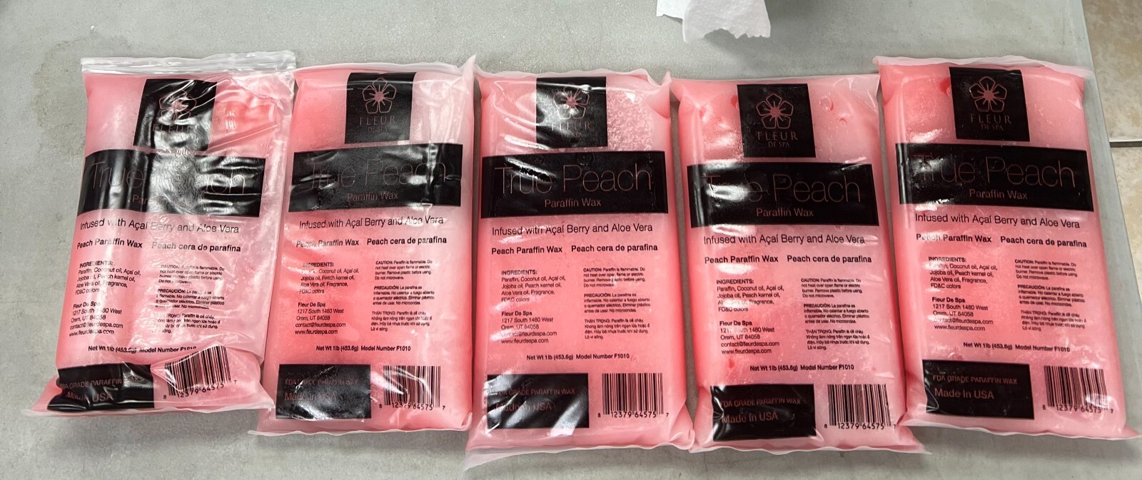 Fleur de Spa Paraffin Wax Refill Pack of 5 - True PEACH