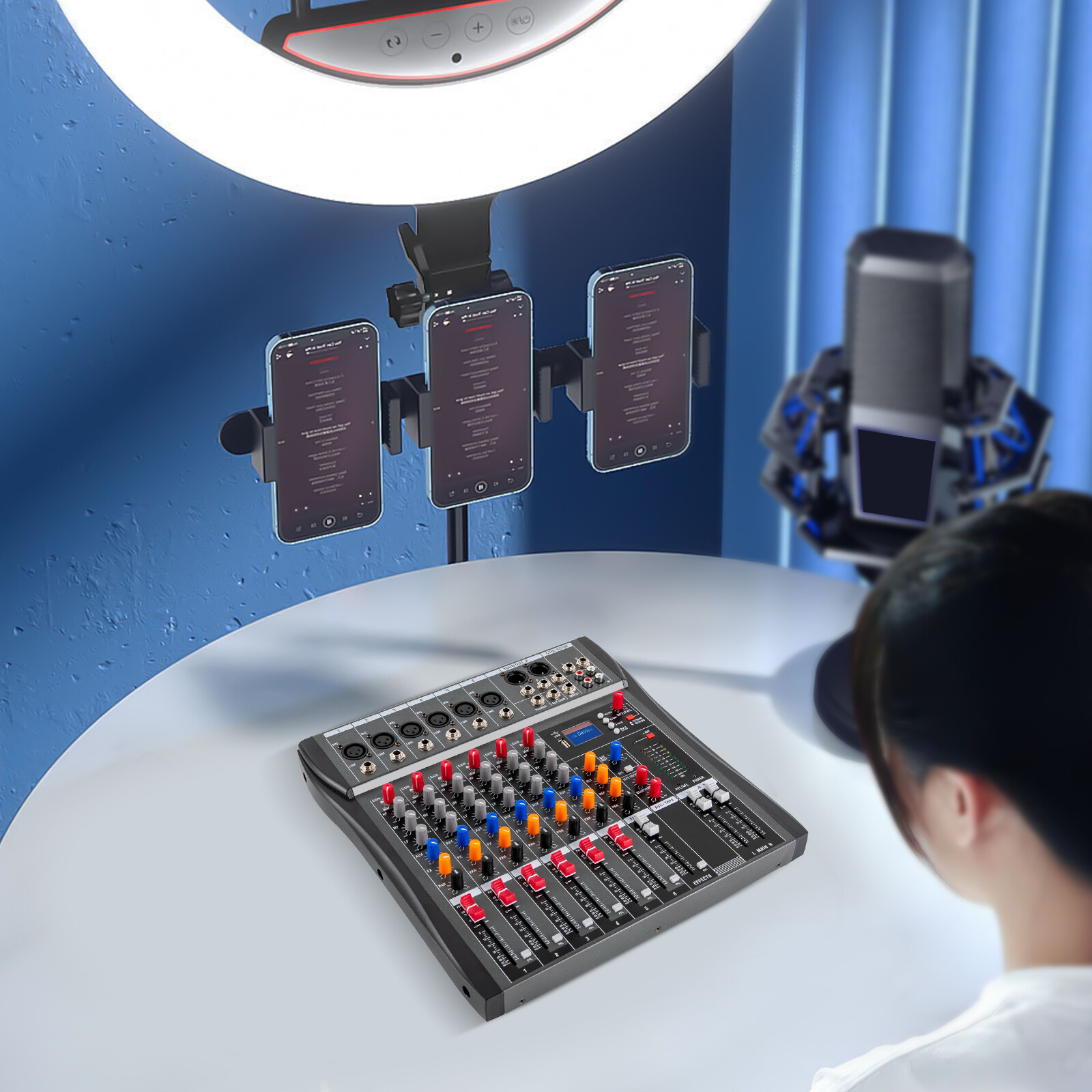 Professional Digital 6Channel Bluetooth Live Studio Audio Mixer Power Mixing USB