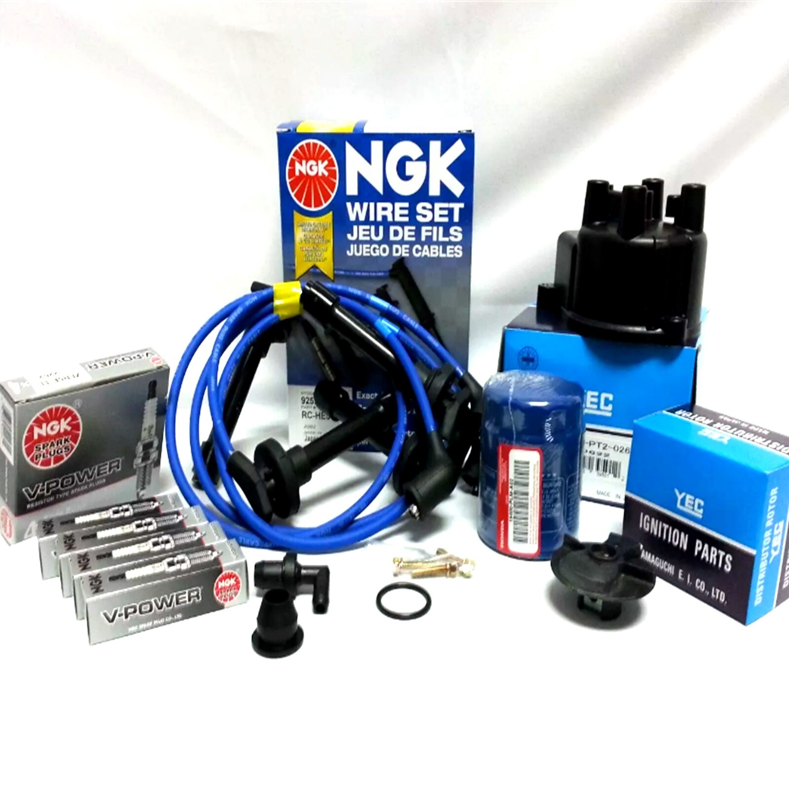 Japan Cap-Rotor-NGK Wires-Spark Plug PCV Kit 92-93 Honda Accord  LX DX EX