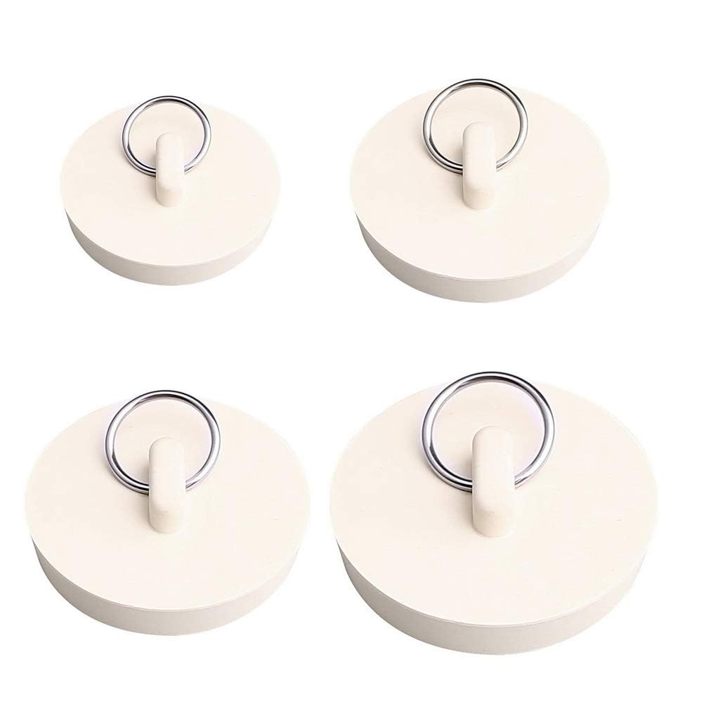 4 Pcs Bath Plugs,Sink Plug Rubber Drain Stopper Kitchen Sink with White