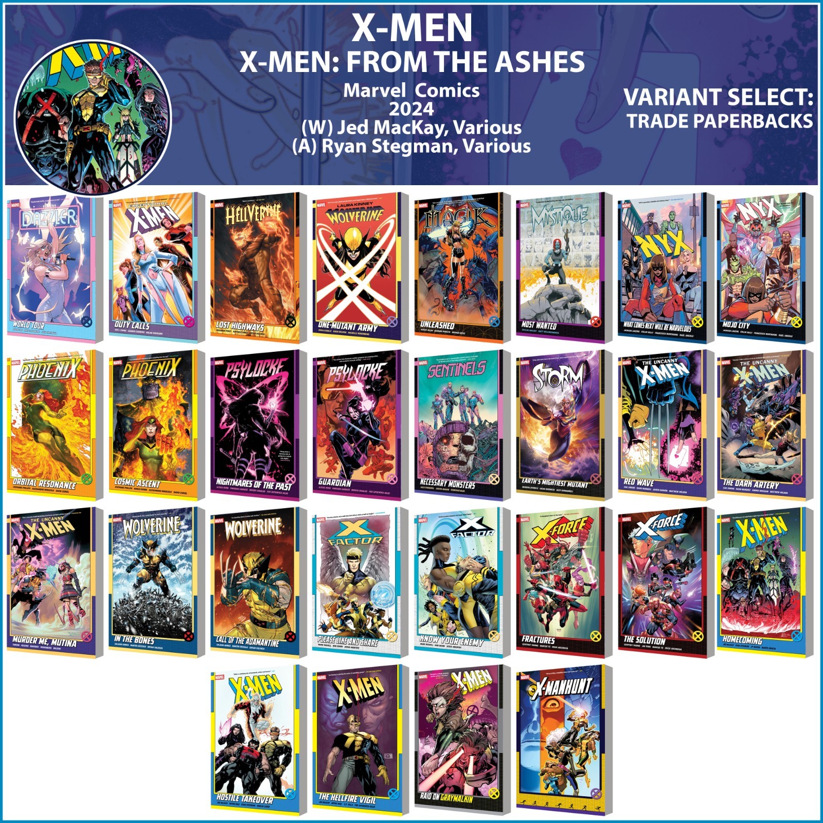 X-Men: From the Ashes Trade Paperbacks (2025) Marvel Comics COVER SELECT