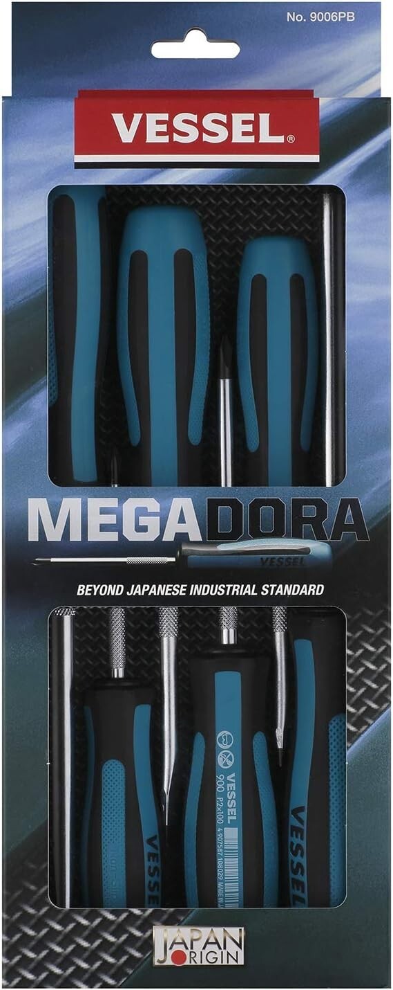 VESSEL MEGADORA Screwdriver Set 6pcs. 9006PB (Paper Box)