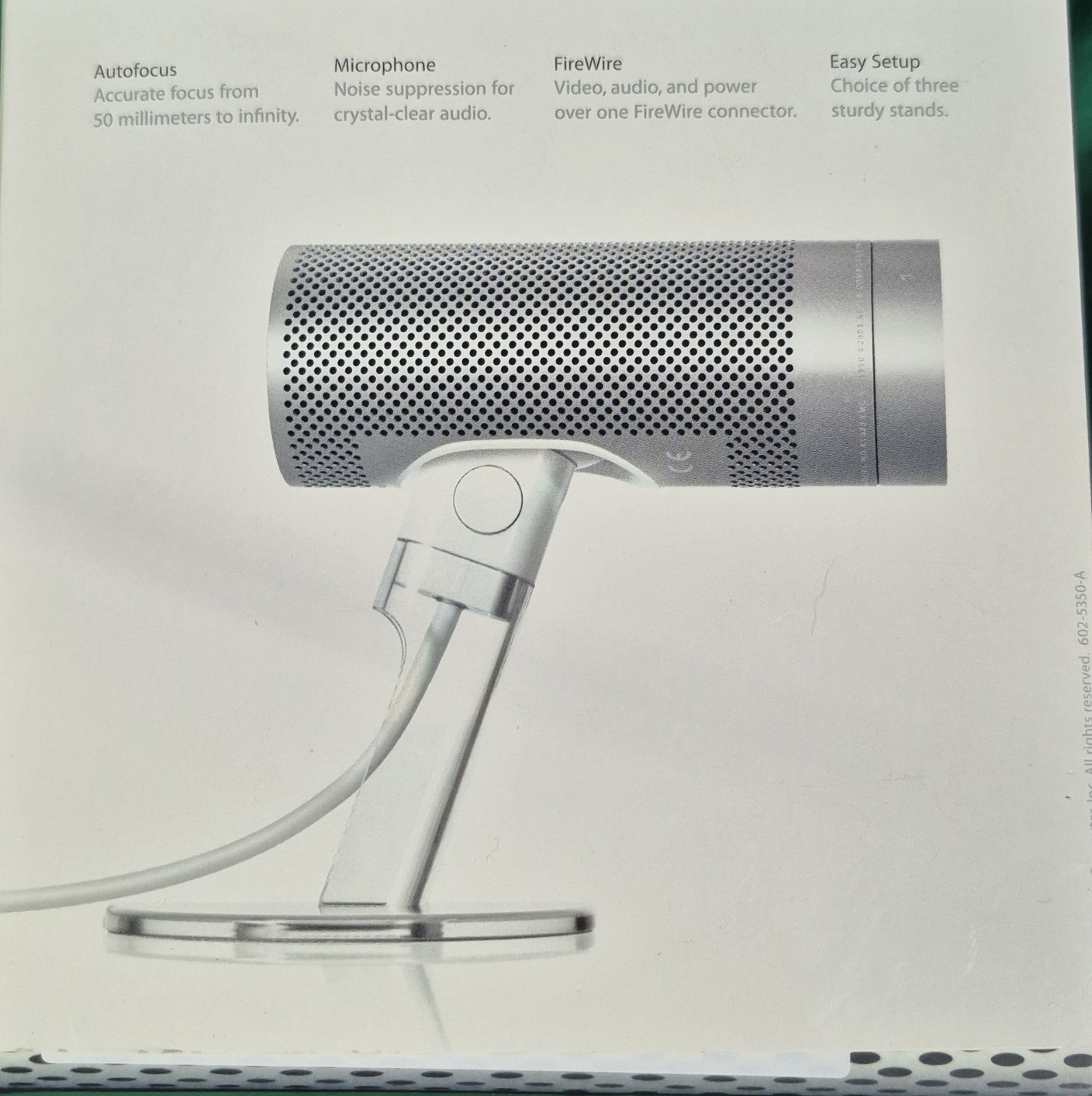 Apple iSight FireWire Webcam Autofocus Built-In Mic Silver 30fps 640x480