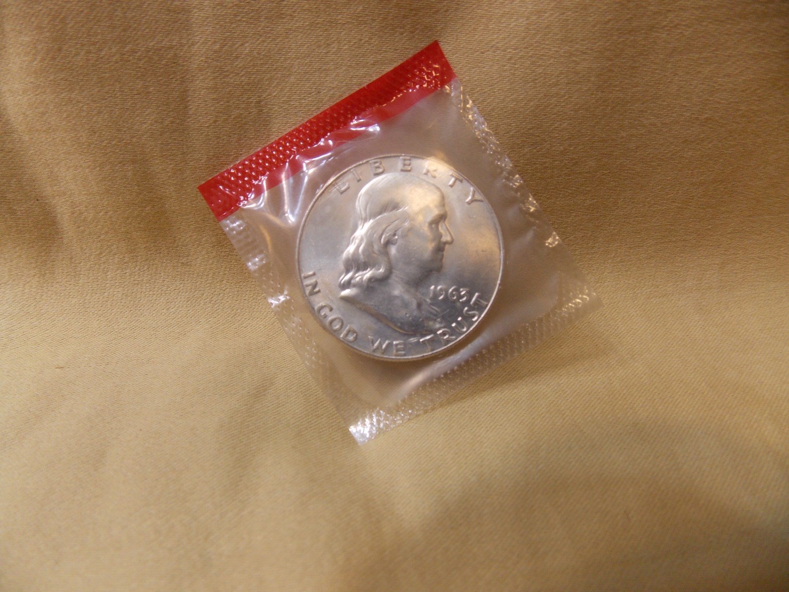 1963 D Mint Wrapped 90% Silver BU Franklin Half Dollar Nice Coin! 0 S&H!