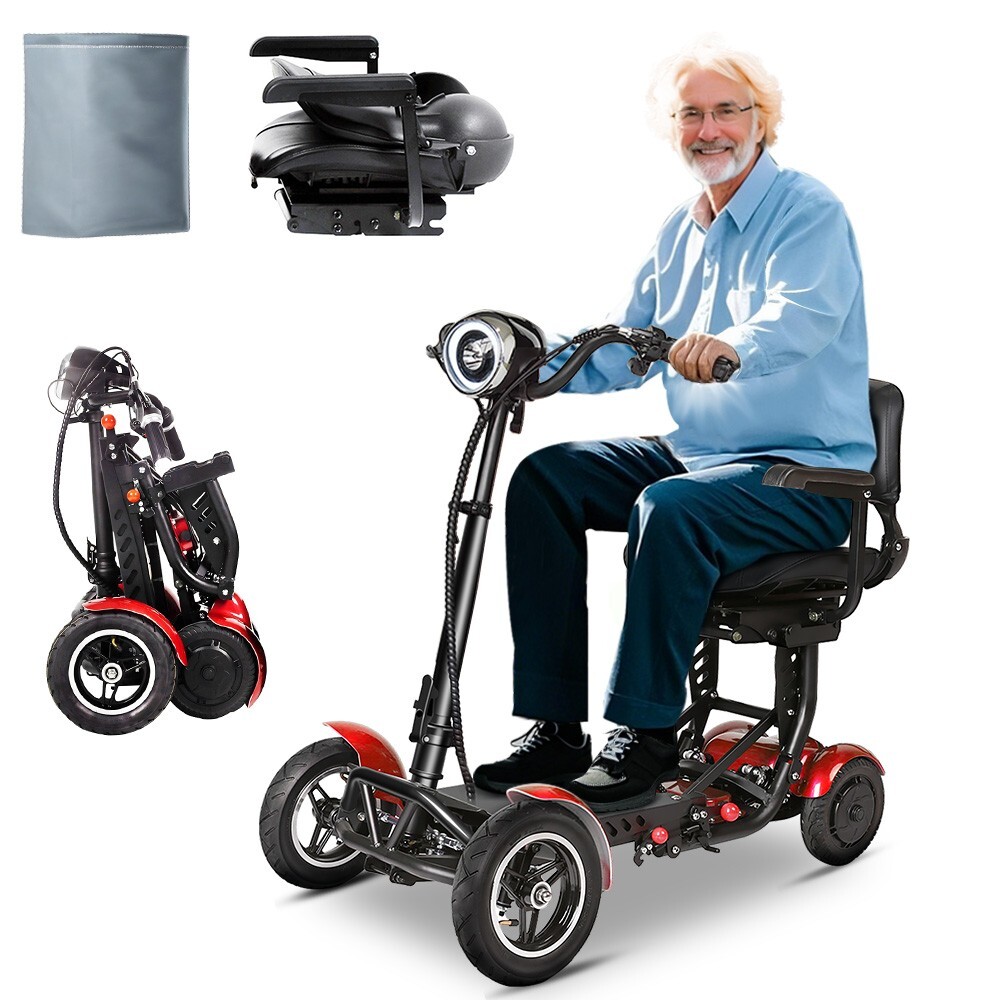 Foldable 4 Wheel Mobility Scooter Folding Drive Device for Seniors Adults 500W