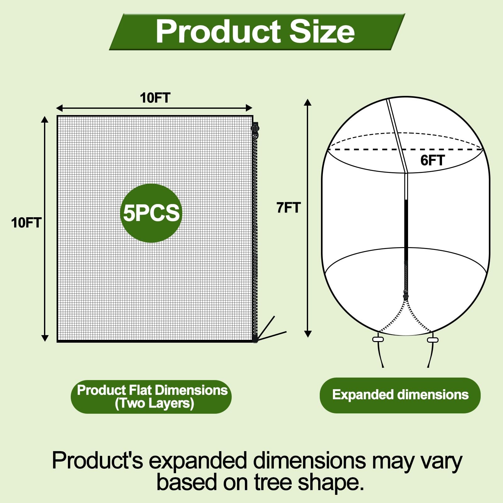 5-Pack 10 * 10FT Fruit Netting Bags for Trees, Bird 10x10FT, 5-pack