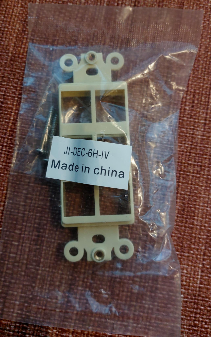 Wall Plate Insert: 6 Open Keystone Decora Plate Insert Ivory JI-DEC-6H-IV
