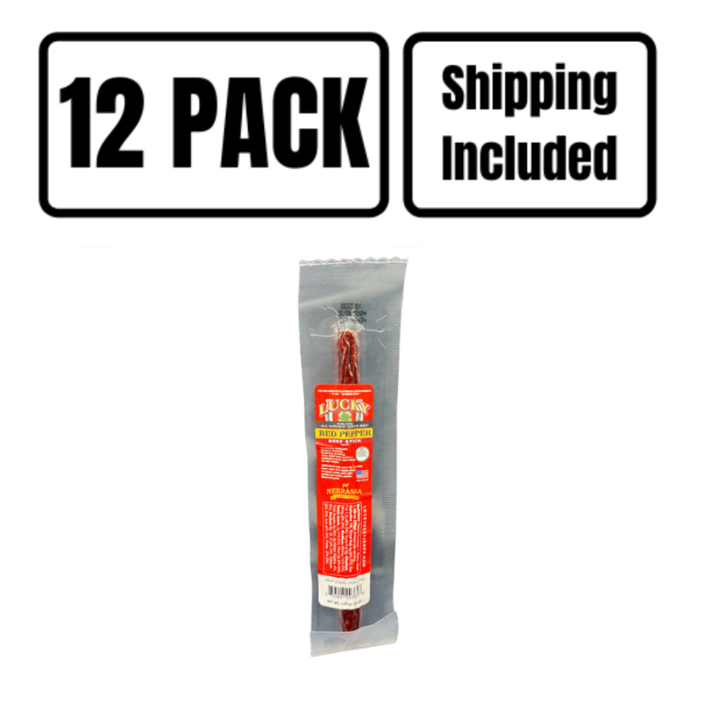 Red Pepper Beef Stick | Pack of 12 | 1.25 oz | Shipping Included | Nebraska Star