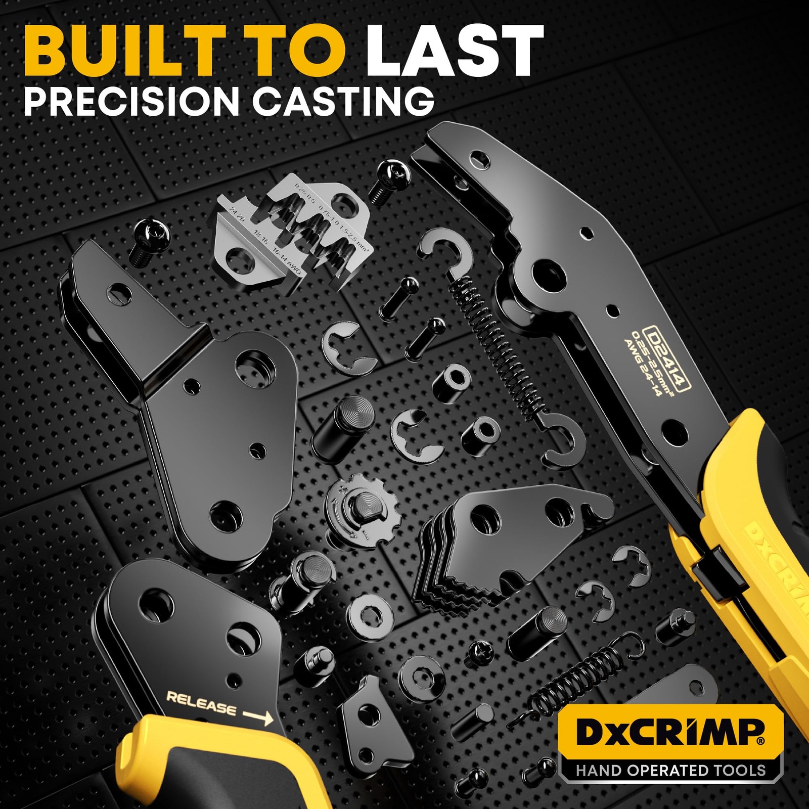 DxCRIMP Crimping Tool Kit, 14-Type Open Spade & Quick-Disconnect Connector Se...