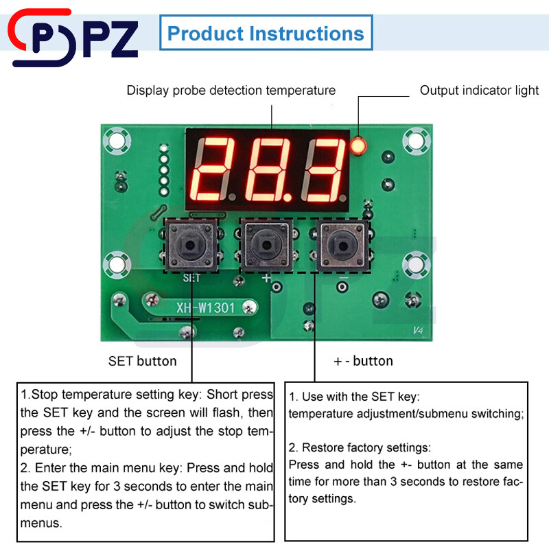 XH-W1301 Digital Display Smart Thermostat Module Temperature Controller -50~110℃