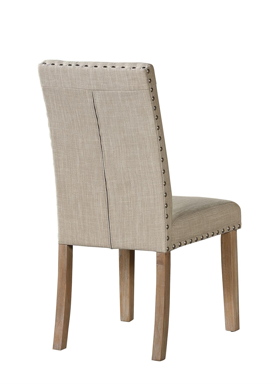 Rustic Natural Wood Dining Chairs (Set of 2) with Beige Linen Fabric