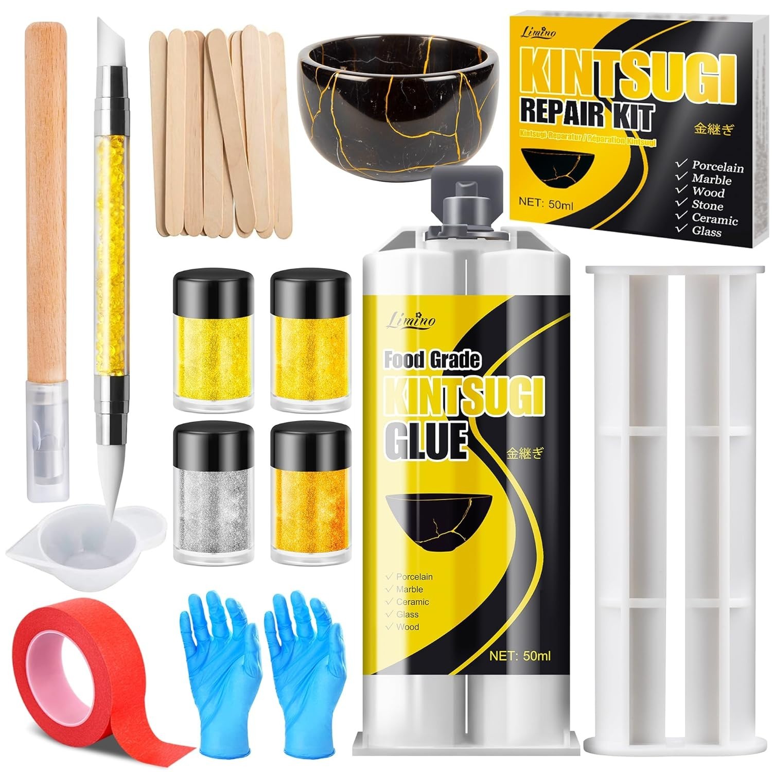 New Repair Kit - Gold ＆ Silver Food Safe Glue for Pottery and Porcelain Ceramic