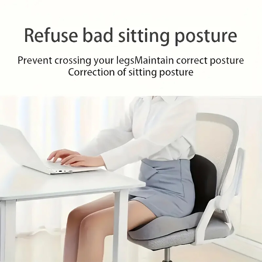 Memory Foam Seat Cushion w/Lumbar Support Pillow for Back & Sciatica Pain Relief