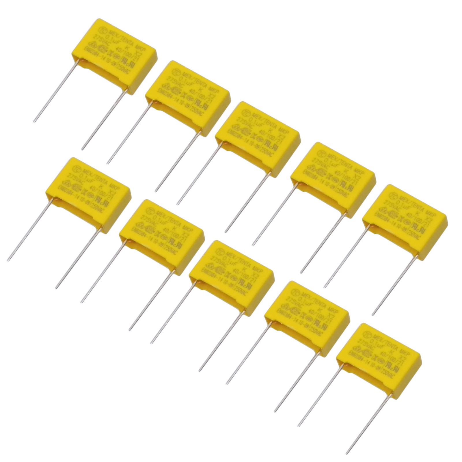 10 Polyproplene Safety Capacitor 0.1uF 104K 10% MKP X2 275VAC Pitch15mm