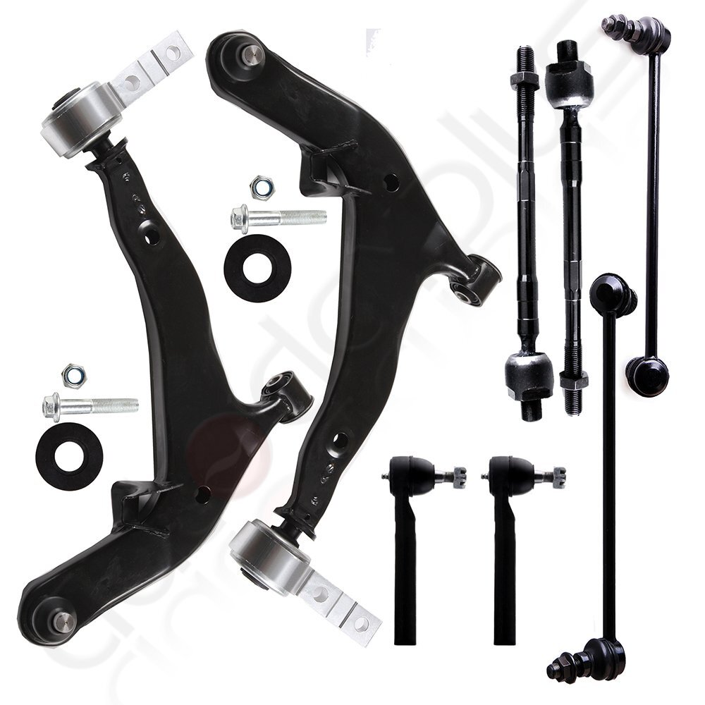 8pcs Front Lower Control Arms & Sway Bars Tie Rods For 2005-2007 Nissan Murano